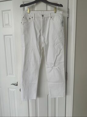 GAP Cheeky Straight-Leg High Rise Women’s Jeans with Knee Distress